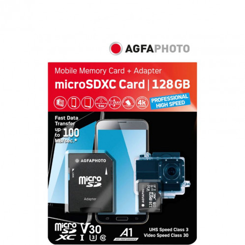 AgfaPhoto MicroSDXC UHS I 128GB Prof. High Speed U3 V30 A1 367145-31