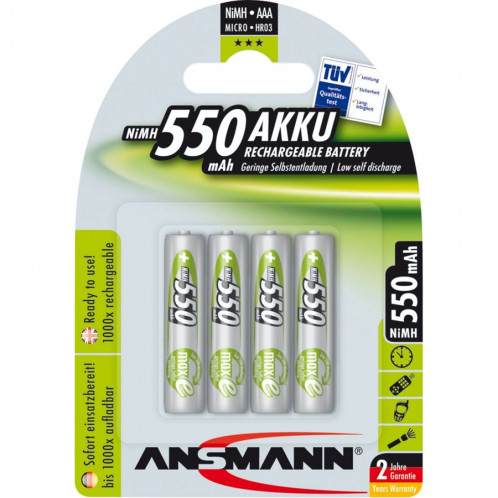 1x4 Ansmann maxE NiMH piles Micro AAA 550 mAh 5030772 871078-32