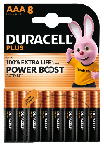 1x8 Duracell Plus Power Boost Micro MN2400 AAA LR03 1,5V 185028-32