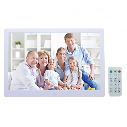 Cadre photo numérique 15 pouces avec télécommande Support Carte SD / MMC / MS et USB, blanc (1331W) (blanc) SC01214-36