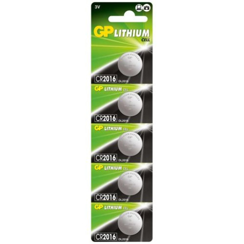 GP Battery (CR2016) Lithium coin, CR2016-7U5 (5 batteries / blister) 3V DP091231-31