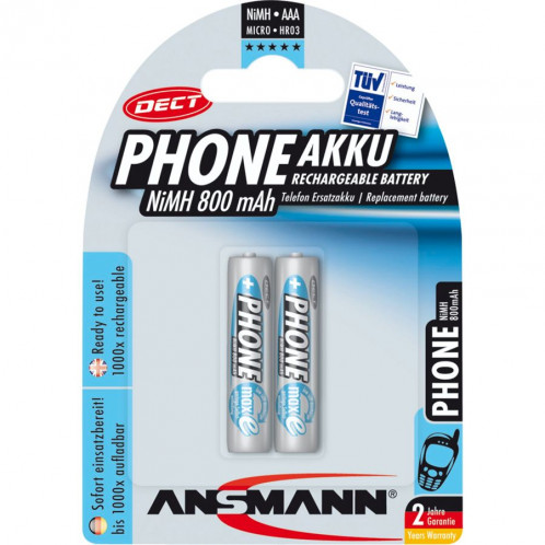 1x2 Ansmann maxE NiMH piles Micro AAA 800 mAh DECT PHONE 392014-33