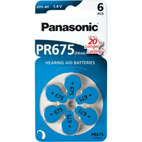 Panasonic PR 675 Zinc air pour app. auditif Lot de 6 109062-31