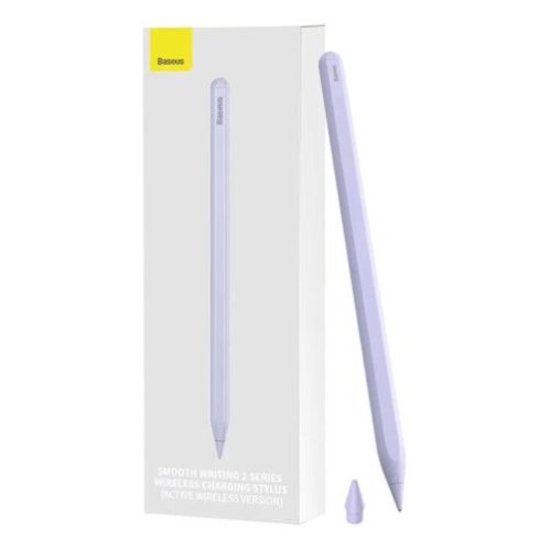 Baseus Tablet Tool Active Stylus Pen Smooth Wtiting 2 Wireless Charging with LED Indicator + Active Replaceable Tip for iPad, Purple (SXBC060105) DA190644-31