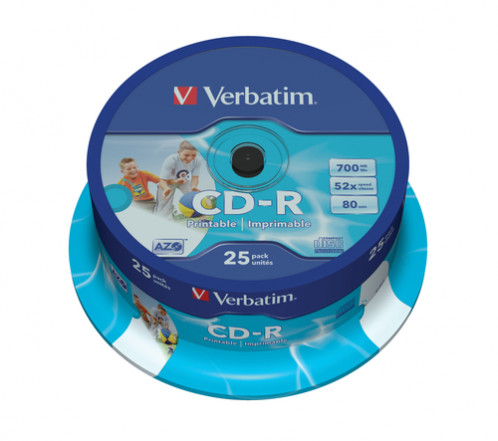 1x25 Verbatim CD-R 80 / 700MB 52x Speed, Data Life plus print. 759064-35