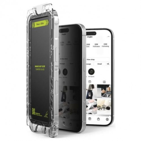 Ringke iPhone 16 Pro Max Screen Protector Privacy Premium Easy Slide Tempered Glass 9H with installation jig (2pcs) Transparent DI700435-31