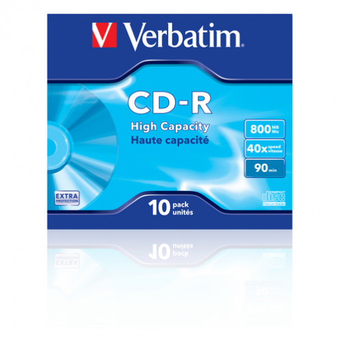 1x10 Verbatim CD-R 90 / 800MB JC 48x Speed, ExtraProtection 804802-33