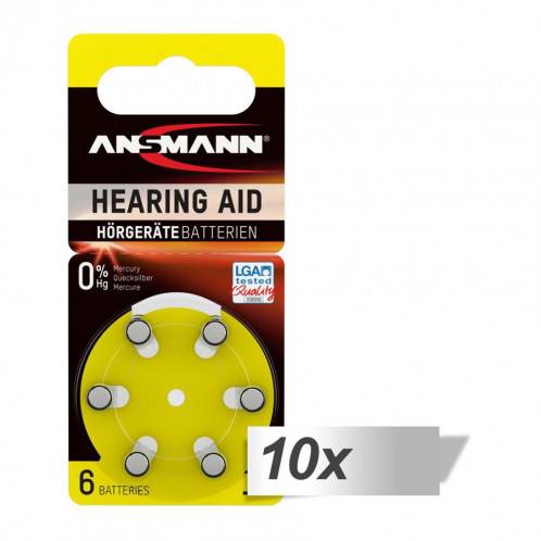10x6 Ansmann Zinc-Air 10 (PR70) Batterie pour appareil auditif 486880-33
