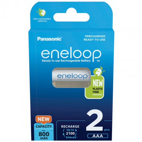 1x2 Panasonic Eneloop Micro AAA 800mAh Ni-MH BK-4MCDE/2BE 762568-34