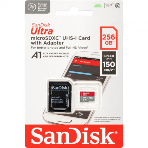 SanDisk Ultra microSDXC A1 256GB 150MB/s Adapt.SDSQUAC-256G-GN6MA 753027-31