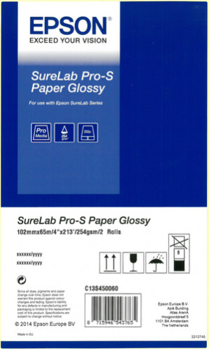 1x2 Epson SureLab Pro-S papier brillant 102 mm x 65 m 254 g BP 508902-32