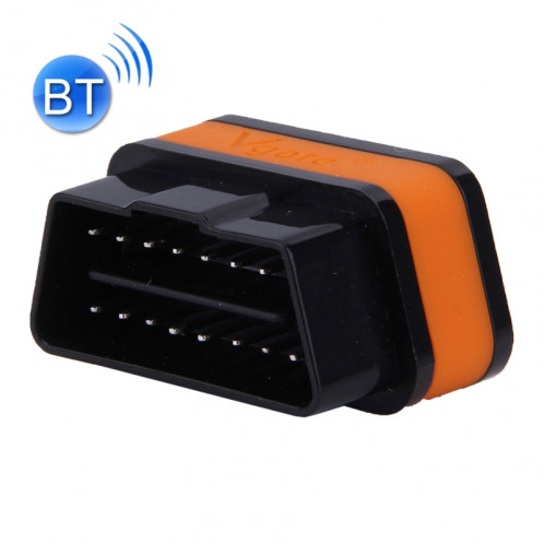 Vgate iCar II Super Mini ELM327 OBDII Outil de scanner de voiture Bluetooth V3.0, système d'exploitation compatible Android, support de tous les protocoles OBDII (orange + noir) SV456D-36