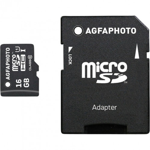 AgfaPhoto MicroSDHC UHS-I 16GB High Speed Class 10U1+Adaptateur 646534-32