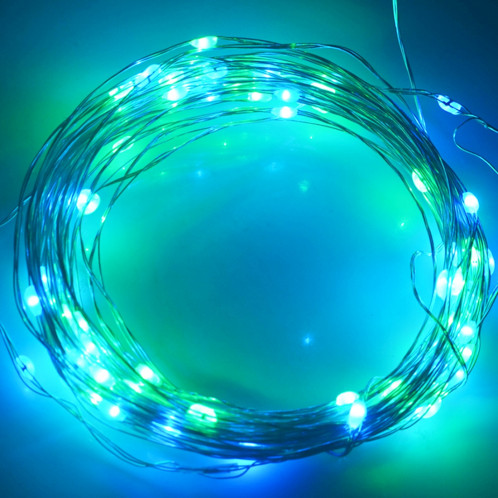 10m 5V USB Alimenté 6W 500LM SMD-0603 LED Lampe à cordes en argent Lampadaire / Décoration Light Strip, Blue Green Light S101LG3-35