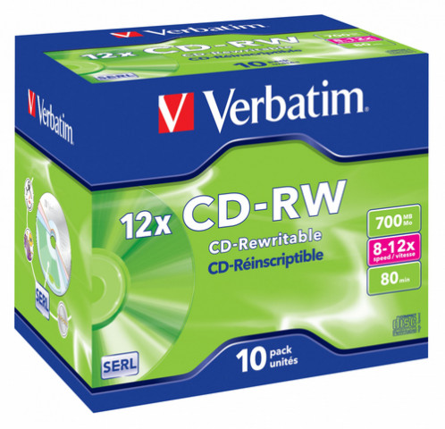 1x10 Verbatim CD-RW 80 / 700MB 8x 12x Speed, boîtier 714019-34