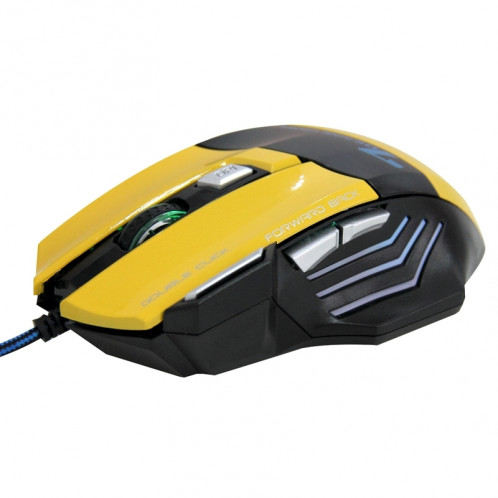7 boutons avec la molette de défilement 5000 DPI LED Wired Optical Gaming Mouse pour PC PC portable (jaune) S7053Y6-36