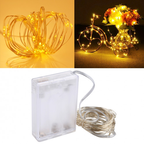 5m 6W 50 LED SMD 0603 IP65 Waterproof 3 x AA Batteries Box Silver Wire String Light Lampe Fairy Lampe Décorative, DC 5V (Blanc Chaud) S516WW2-37