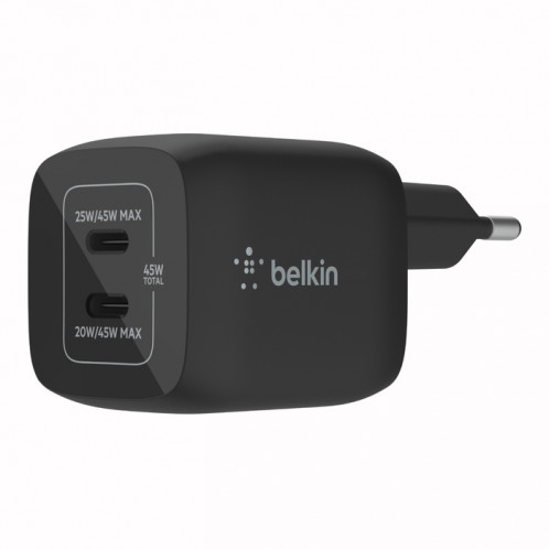 Belkin BOOST Chargeur 45W USB-C GaN PD 3.0 PPS noir WCH011vfBK 779613-32