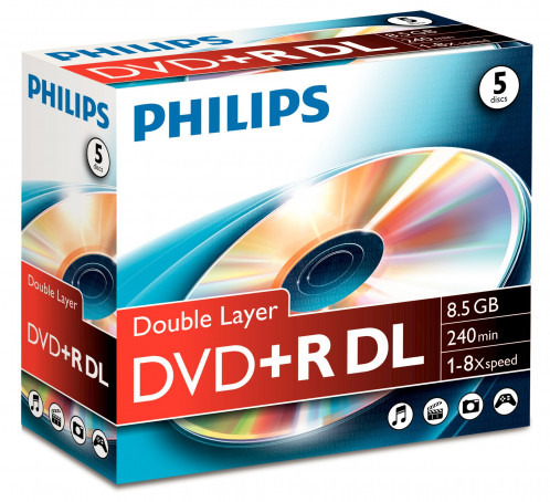 1x5 Philips DVD+R 8,5GB DL 8x JC 513529-32