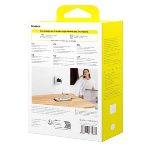 Baseus Travel Charger Palm Series Type-C, PD 3.0, QC 3.0, 30W, White EU (P10111605213-00) DA81772-32