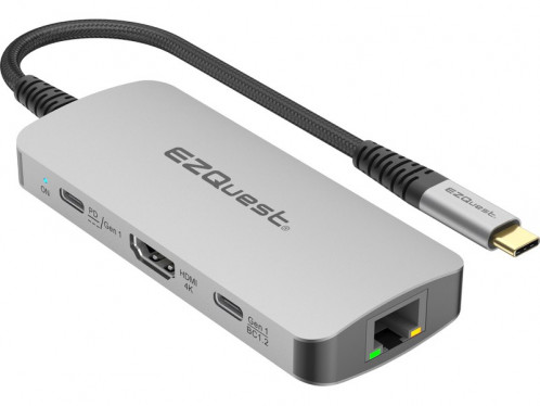 Dock USB-C multimédia 7 ports EZQuest X40227 HDMI 4K, USB-C, USB-A, RJ45 ADPEZQ0041-34