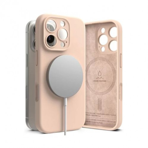 Ringke iPhone 16 Pro Case Silicone Magnetic Pink Sand DI1044783-31