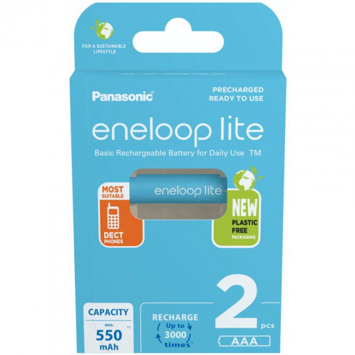 1x2 Panasonic Eneloop lite Micro 550mAh AAA Ni-MH BK-4LCCE/2BE 762680-35
