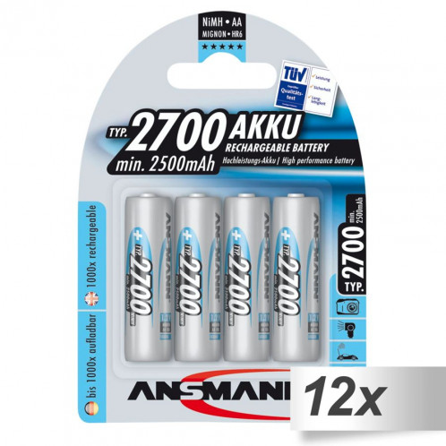 12x4 Ansmann piles 2700 Mignon AA 2500 mAh 502462-31