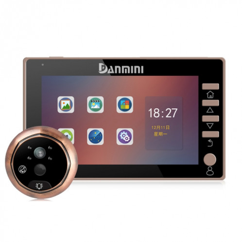 Danmini 45CHD-M 4.5 pouces Écran 3.0MP Caméra de sécurité Pas de dérangeur Peephole Viewer, Support Carte TF / Vision nocturne / Enregistrement vidéo / Détection de mouvement SH3693695-318