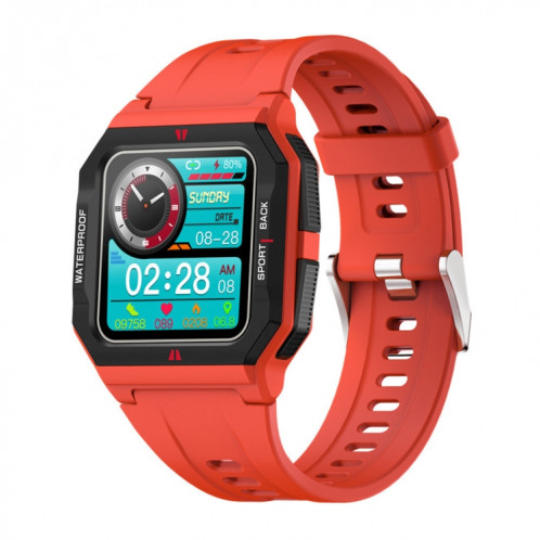 Lokmat FT10 Montre intelligente étanche à écran tactile IPS de 1,3 pouces, prise en charge de la lecture de musique / fréquence cardiaque / moniteur de pression artérielle (rouge) SL910R492-37