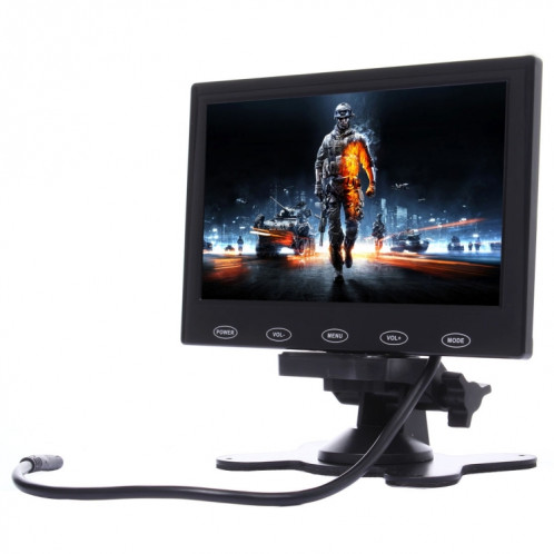 7,0 pouces 800 * 480 caméras de surveillance de voiture moniteur avec support d'angle réglable et télécommande, soutien VGA / HDMI / AV (noir) SH314B1765-39
