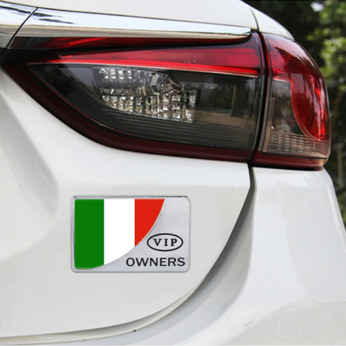 Universal Car Italy Flag Rectangle Forme Autocollant Décoratif En Métal VIP (Argent) SH481S1162-36