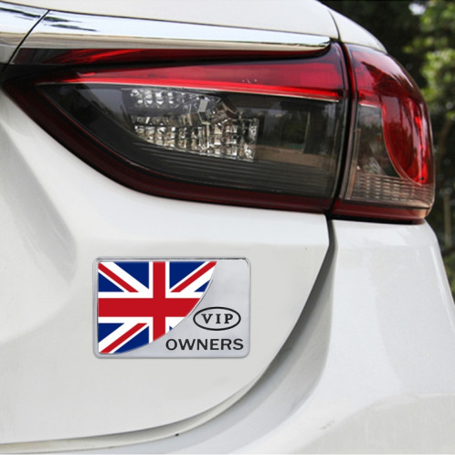 Universal Car UK Flag Rectangle Forme Autocollant Décoratif En Métal VIP (Argent) SH482S1300-36