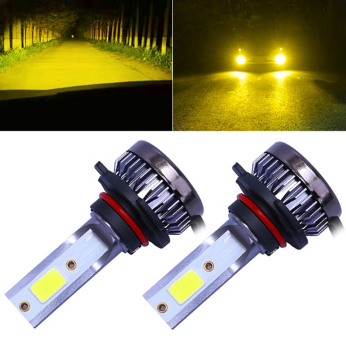 2 PCS 9005 DC9-36V / 36W / 3000K / 6000LM IP68 voiture / moto Mini COB LED phares lampes / antibrouillard (lumière dorée) SH08JL1014-315