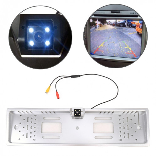 JX-9488 720x540 Pixel effectif NTSC 60HZ CMOS II Caméra de recul universelle étanche pour voiture avec 2W 80LM 5000K Lampe 4LED à lumière blanche, DC 12V, Longueur du fil: 4m (Argent) SH521S1544-37