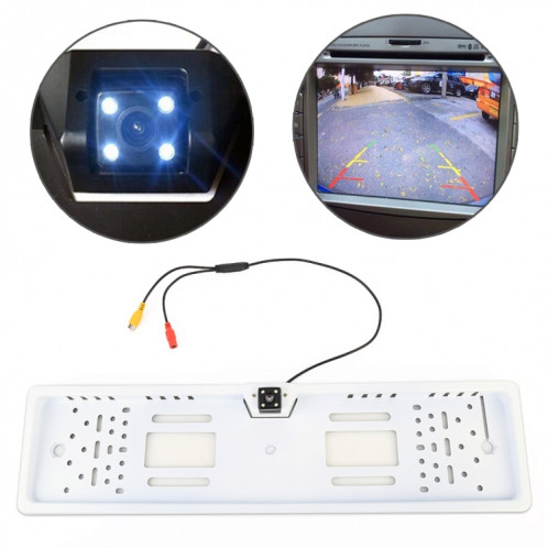 JX-9488 720x540 Pixel effectif NTSC 60HZ CMOS II Caméra de recul universelle étanche pour voiture avec 2W 80LM 5000K Lampe 4LED à lumière blanche, DC 12V, Longueur du fil: 4m (Blanc) SH521W213-37