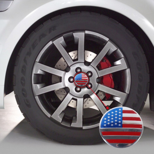 4 PCS USA Drapeau Autocollant De Voiture En Métal Moyeu De Roue Cap Couverture De Centre Couverture SH17651386-37