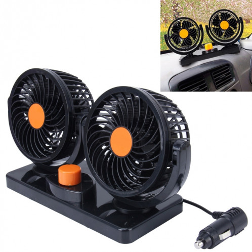 Huxin HX-T303 6.5W 360 Degrés Rotation Réglable Deux Têtes À Faible Bruit Mini Ventilateur De Voiture Électrique, DC12V SH2015214-39