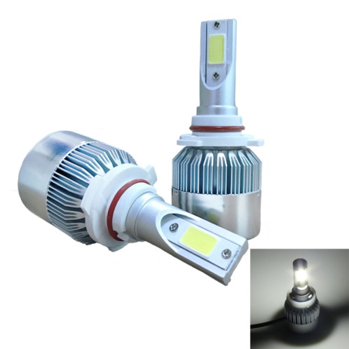 2 pièces 9005 18W 1800LM 6000K étanche IP68 phare LED automatique de voiture avec 2 lampes LED COB, DC 9-36V (lumière blanche) SH37WL254-38