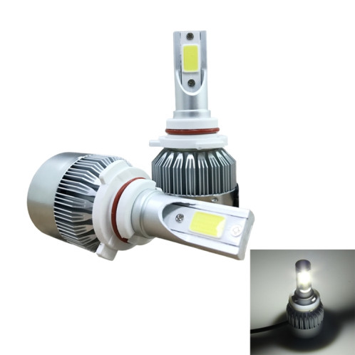 2 PCS C9 9006 18W 1800LM 6000K étanche IP68 voiture phare auto LED avec 2 lampes à LED COB, DC 9-36V (lumière blanche) SH38WL713-38