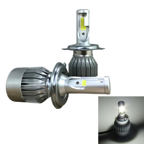 2 pièces H4 18W 1800LM 6000K étanche IP68 phare LED automatique de voiture avec 2 lampes LED COB, DC 9-36V (lumière blanche) SH42WL1472-38