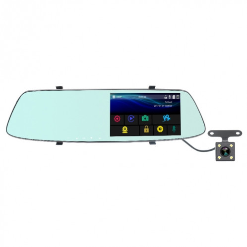 G705 5 pouces LCD tactile rétroviseur voiture enregistreur de voiture avec caméra séparée, 170 degrés de grand angle de vision, vidéo de boucle de soutien / détection de mouvement / G-Sensor / TF carte SH3320111-314