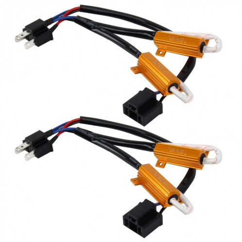 2 PCS H4 Car Canbus Annuleur D'erreur Décodeur Résistance De Charge LED 50W 8 Ohm Sans Clignotant Décodeur Résistance À La Chaleur Boîtier En Aluminium Dissipateur De Chaleur Haute Puissance Résistance De La Coque SH33821052-34