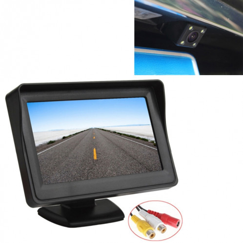 PZ601-C TFT LCD 2 entrées vidéo 4,3 pouces moniteur de stationnement 2 en 1 avec 648 * 488 pixels vue arrière caméra lentille en verre avec 6 m de câble vidéo RCA SH4202881-37