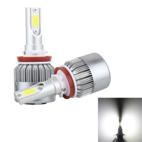 2 PCS H8 / H9 / H11 18W 1800 LM 6000K IP68 Casnbus phare de voiture à courant constant LED avec 2 lampes COB, DC 9-36V (lumière blanche) SH05WL713-37