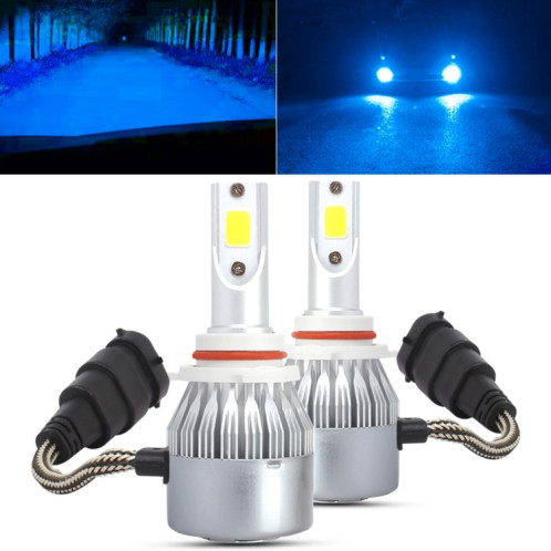2 PCS 9006 18W 1800 LM 8000K IP68 Casnbus phare à courant constant de voiture LED avec 2 lampes COB, DC 9-36V (lumière bleue glacée) SH09BB1219-311