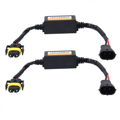 2 pièces H11 / H8 / H9 / H16 / 5202 voiture phare LED automatique Canbus avertissement adaptateur de décodeur sans erreur pour DC 9-16 V / 20 W-40 W SH873897-34