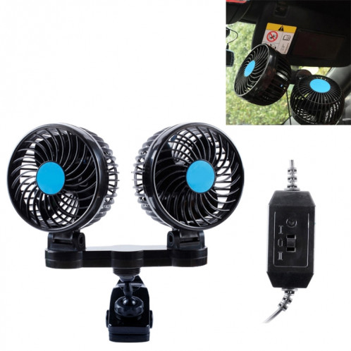 Huxin HX-T605 7 W 360 degrés de rotation réglable clip deux tête à faible bruit Mini voiture électrique ventilateur avec interrupteur, DC12V SH8844324-36