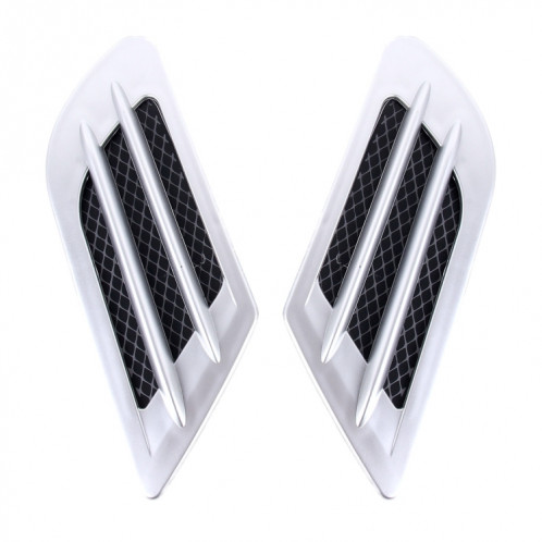 2 PCS Euro Style Débit d'air décoratif Admission Turbo Capot Couvercle de grille de ventilation latérale avec autocollant autocollant (Argent) SH914S1206-36