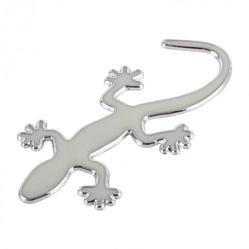 Autocollant décoratif lumineux de voiture en métal de forme de gecko (argent) SH634S968-36